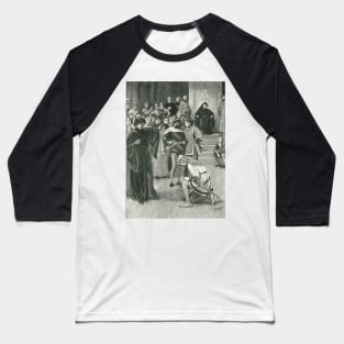 Joan of Arc kneeling before Charles VII Circa 1429 Baseball T-Shirt